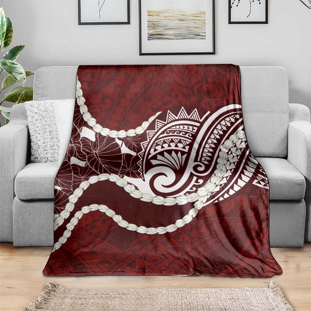 Aloha Hawaii Kalo Pikake Lei Blanket Chest Tattoo Oxblood Hawaiian Pattern LT14 - Polynesian Pride