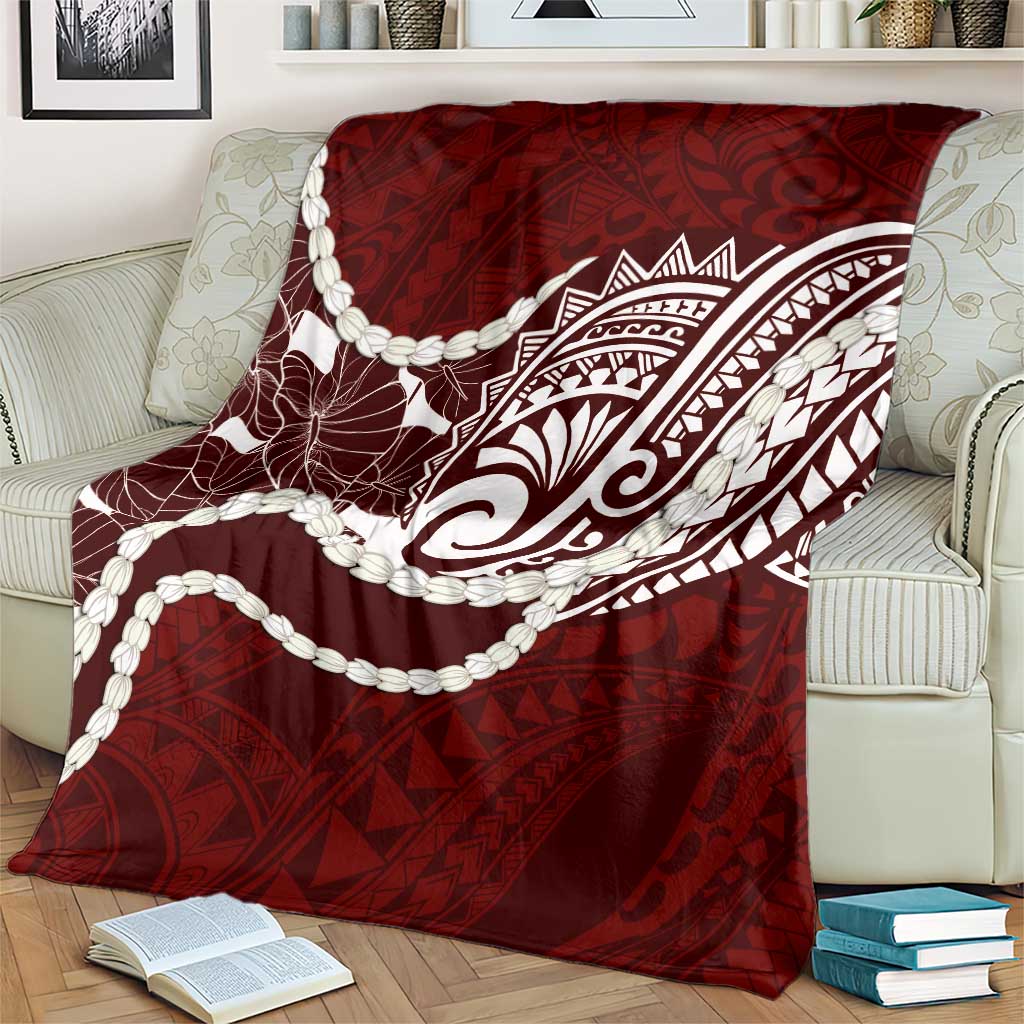 Aloha Hawaii Kalo Pikake Lei Blanket Chest Tattoo Oxblood Hawaiian Pattern LT14 - Polynesian Pride