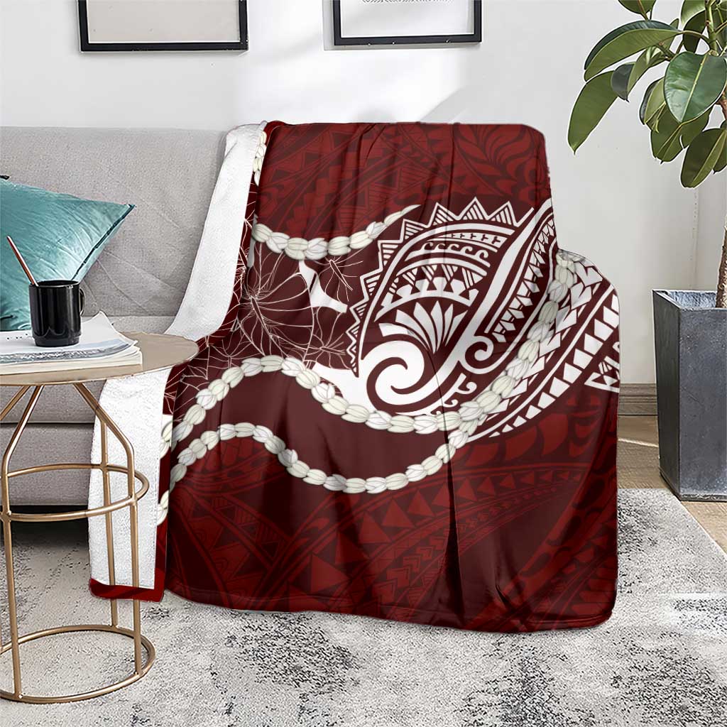 Aloha Hawaii Kalo Pikake Lei Blanket Chest Tattoo Oxblood Hawaiian Pattern LT14 - Polynesian Pride