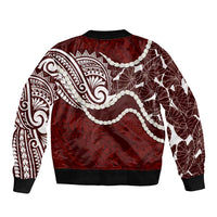 Aloha Hawaii Kalo Pikake Lei Bomber Jacket Chest Tattoo Oxblood Hawaiian Pattern LT14 - Polynesian Pride