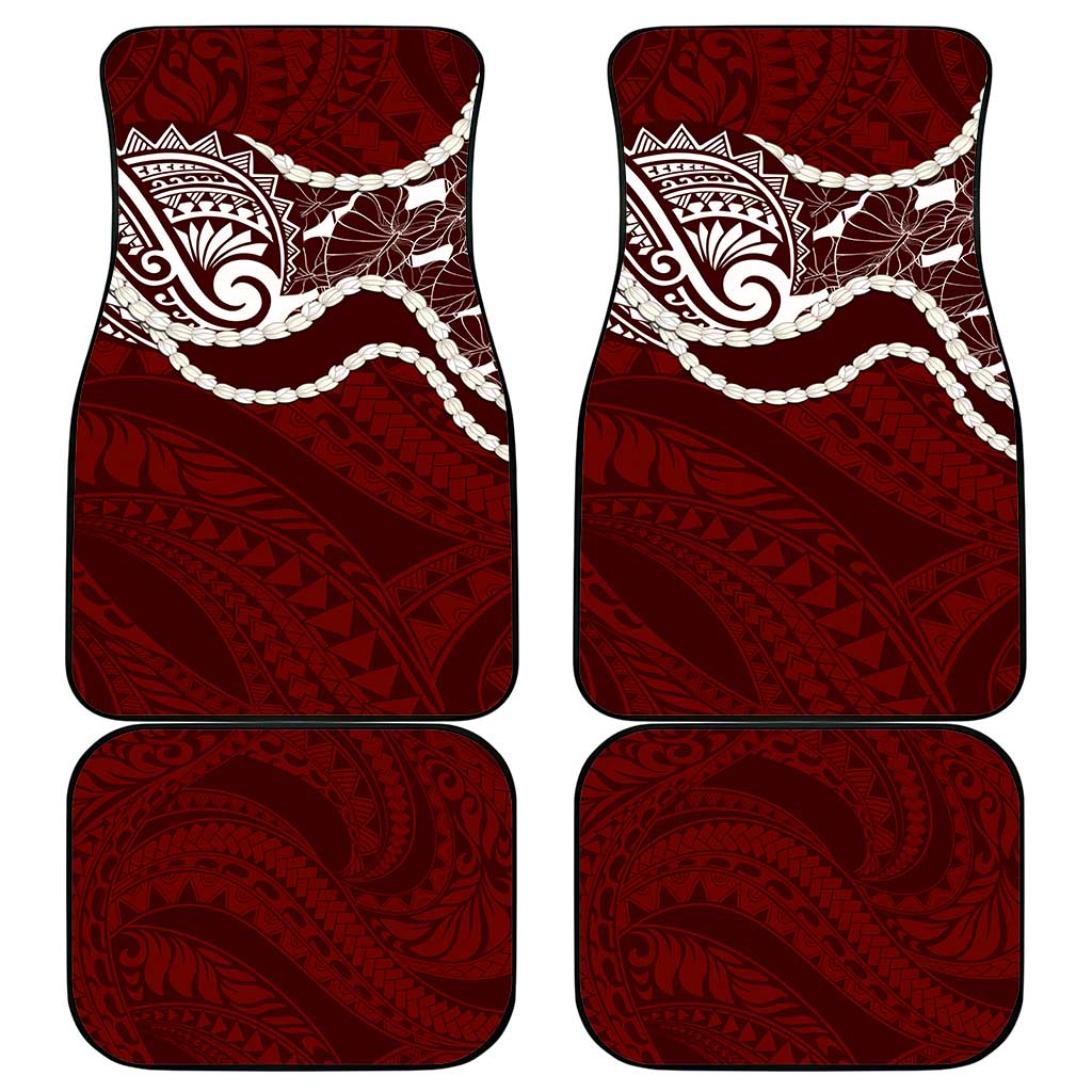 Aloha Hawaii Kalo Pikake Lei Car Mats Chest Tattoo Oxblood Hawaiian Pattern LT14 - Polynesian Pride