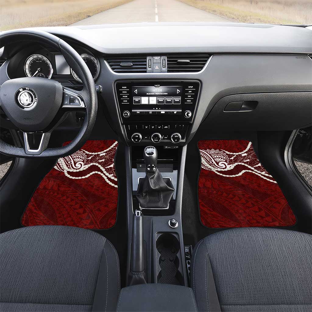 Aloha Hawaii Kalo Pikake Lei Car Mats Chest Tattoo Oxblood Hawaiian Pattern LT14 Set 2pcs - Front Oxblood - Polynesian Pride