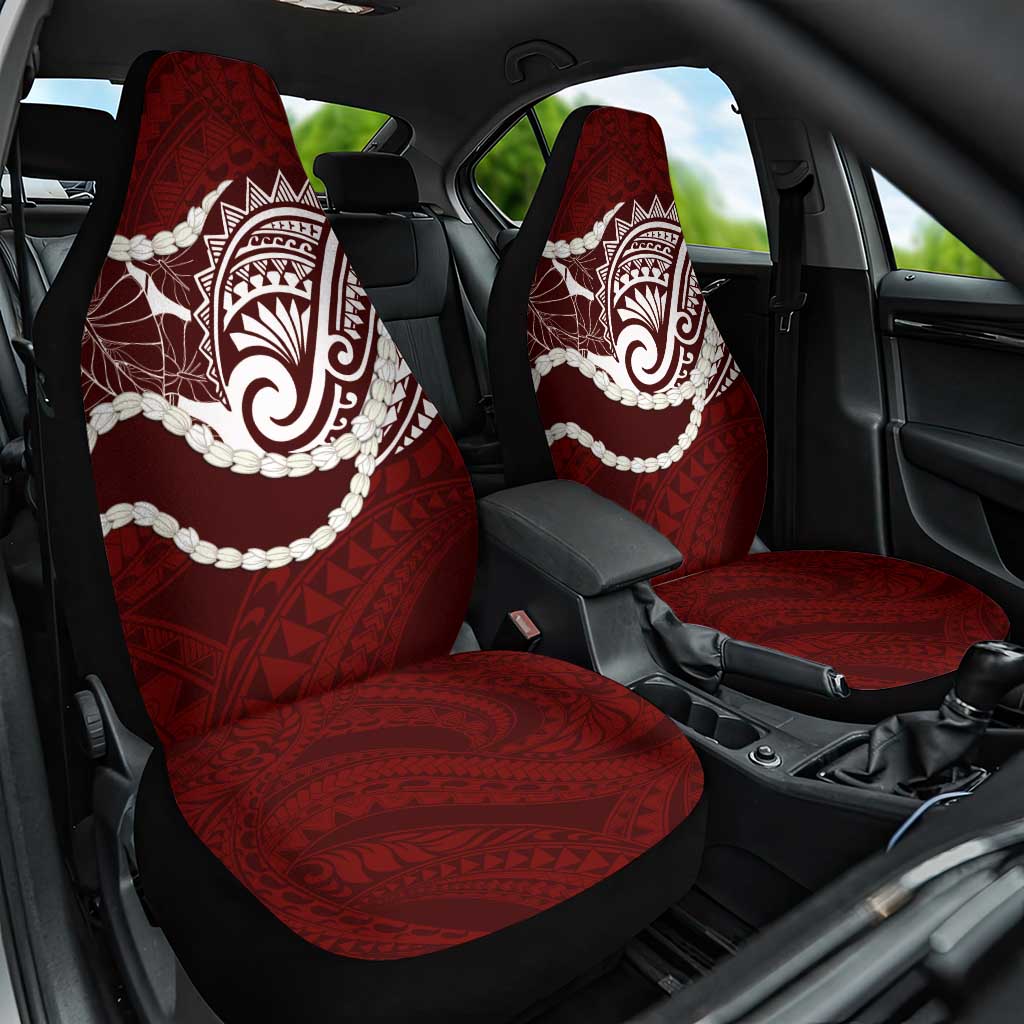 Aloha Hawaii Kalo Pikake Lei Car Seat Cover Chest Tattoo Oxblood Hawaiian Pattern LT14 One Size Oxblood - Polynesian Pride