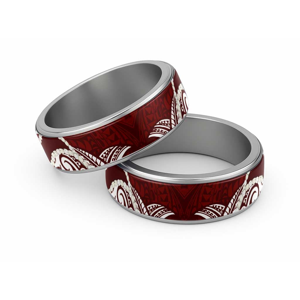 Aloha Hawaii Kalo Pikake Lei Classic Ring Chest Tattoo Oxblood Hawaiian Pattern