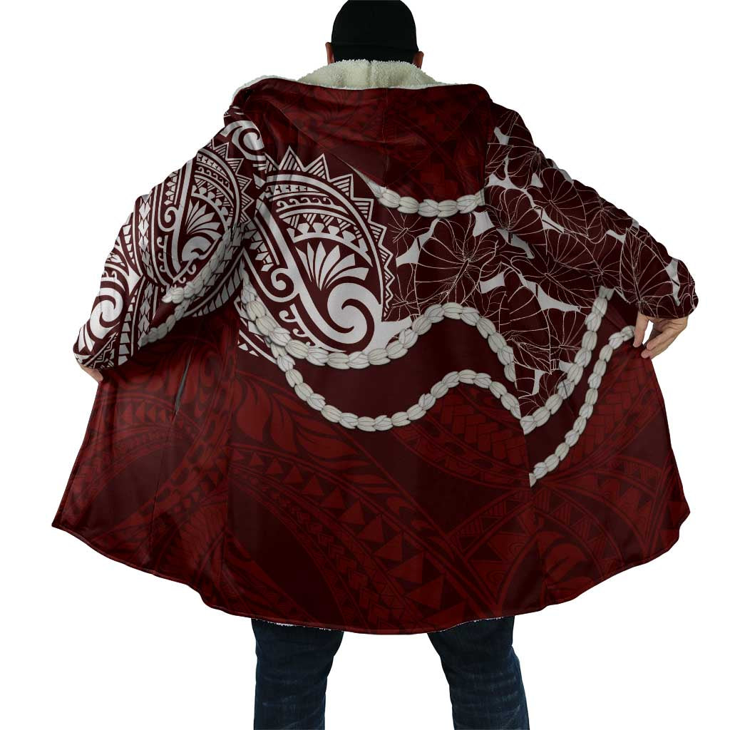 Aloha Hawaii Kalo Pikake Lei Cloak Chest Tattoo Oxblood Hawaiian Pattern LT14 - Polynesian Pride