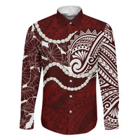Aloha Hawaii Kalo Pikake Lei Family Matching Short Sleeve Bodycon Dress and Hawaiian Shirt Chest Tattoo Oxblood Hawaiian Pattern