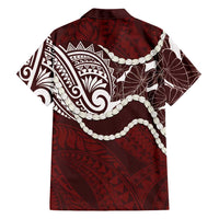 Aloha Hawaii Kalo Pikake Lei Family Matching Tank Maxi Dress and Hawaiian Shirt Chest Tattoo Oxblood Hawaiian Pattern