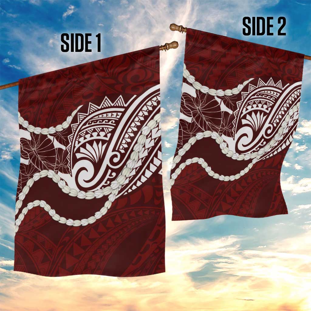 Aloha Hawaii Kalo Pikake Lei Garden Flag Chest Tattoo Oxblood Hawaiian Pattern LT14 - Polynesian Pride