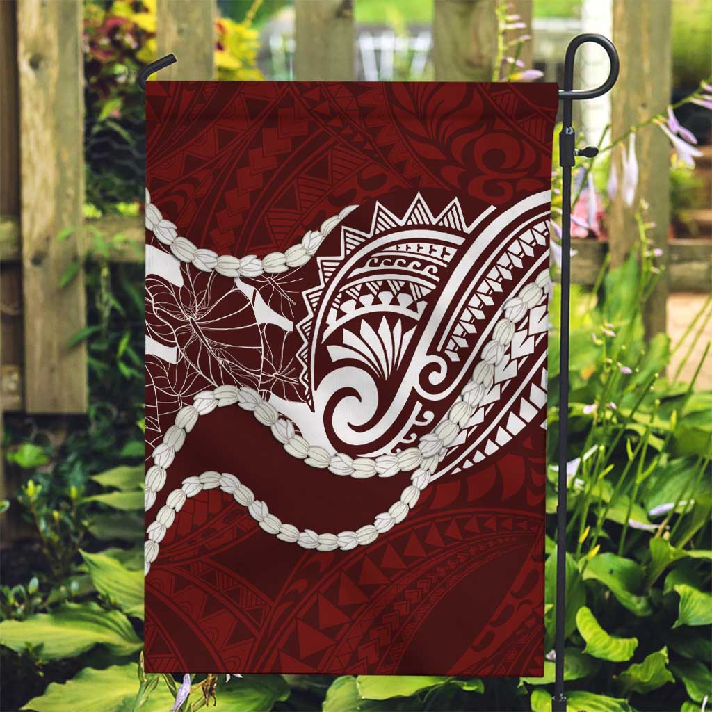 Aloha Hawaii Kalo Pikake Lei Garden Flag Chest Tattoo Oxblood Hawaiian Pattern LT14 Garden Flag Oxblood - Polynesian Pride