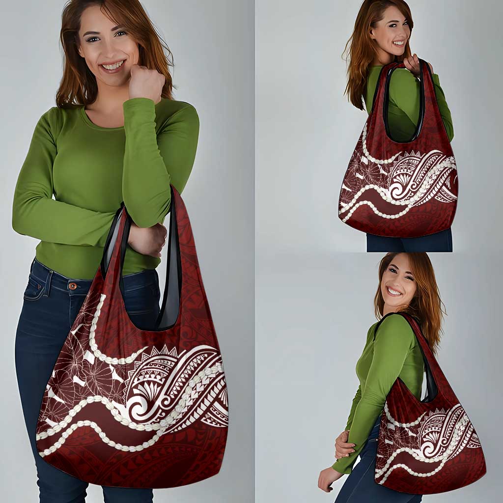 Aloha Hawaii Kalo Pikake Lei Grocery Bag Chest Tattoo Oxblood Hawaiian Pattern LT14 - Polynesian Pride