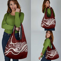 Aloha Hawaii Kalo Pikake Lei Grocery Bag Chest Tattoo Oxblood Hawaiian Pattern LT14 - Polynesian Pride
