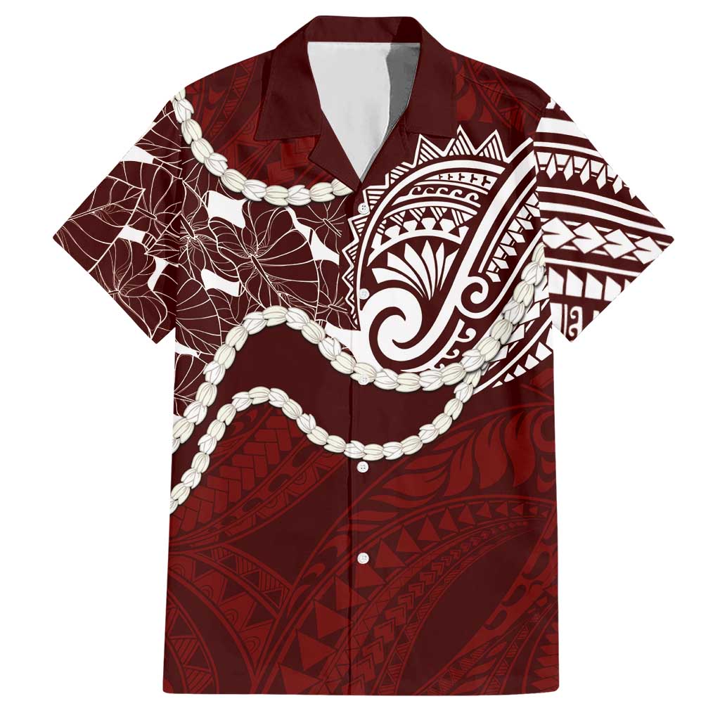 Aloha Hawaii Kalo Pikake Lei Hawaiian Shirt Chest Tattoo Oxblood Hawaiian Pattern