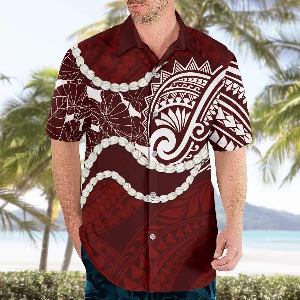 Aloha Hawaii Kalo Pikake Lei Hawaiian Shirt Chest Tattoo Oxblood Hawaiian Pattern