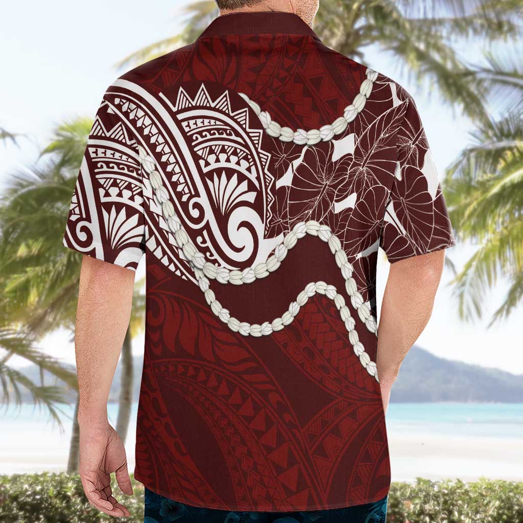 Aloha Hawaii Kalo Pikake Lei Hawaiian Shirt Chest Tattoo Oxblood Hawaiian Pattern