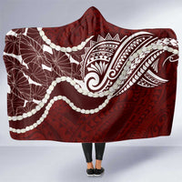 Aloha Hawaii Kalo Pikake Lei Hooded Blanket Chest Tattoo Oxblood Hawaiian Pattern LT14 One Size Oxblood - Polynesian Pride