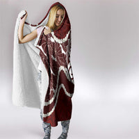 Aloha Hawaii Kalo Pikake Lei Hooded Blanket Chest Tattoo Oxblood Hawaiian Pattern LT14 - Polynesian Pride