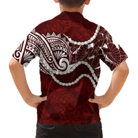 Aloha Hawaii Kalo Pikake Lei Kid Hawaiian Shirt Chest Tattoo Oxblood Hawaiian Pattern LT14 - Polynesian Pride