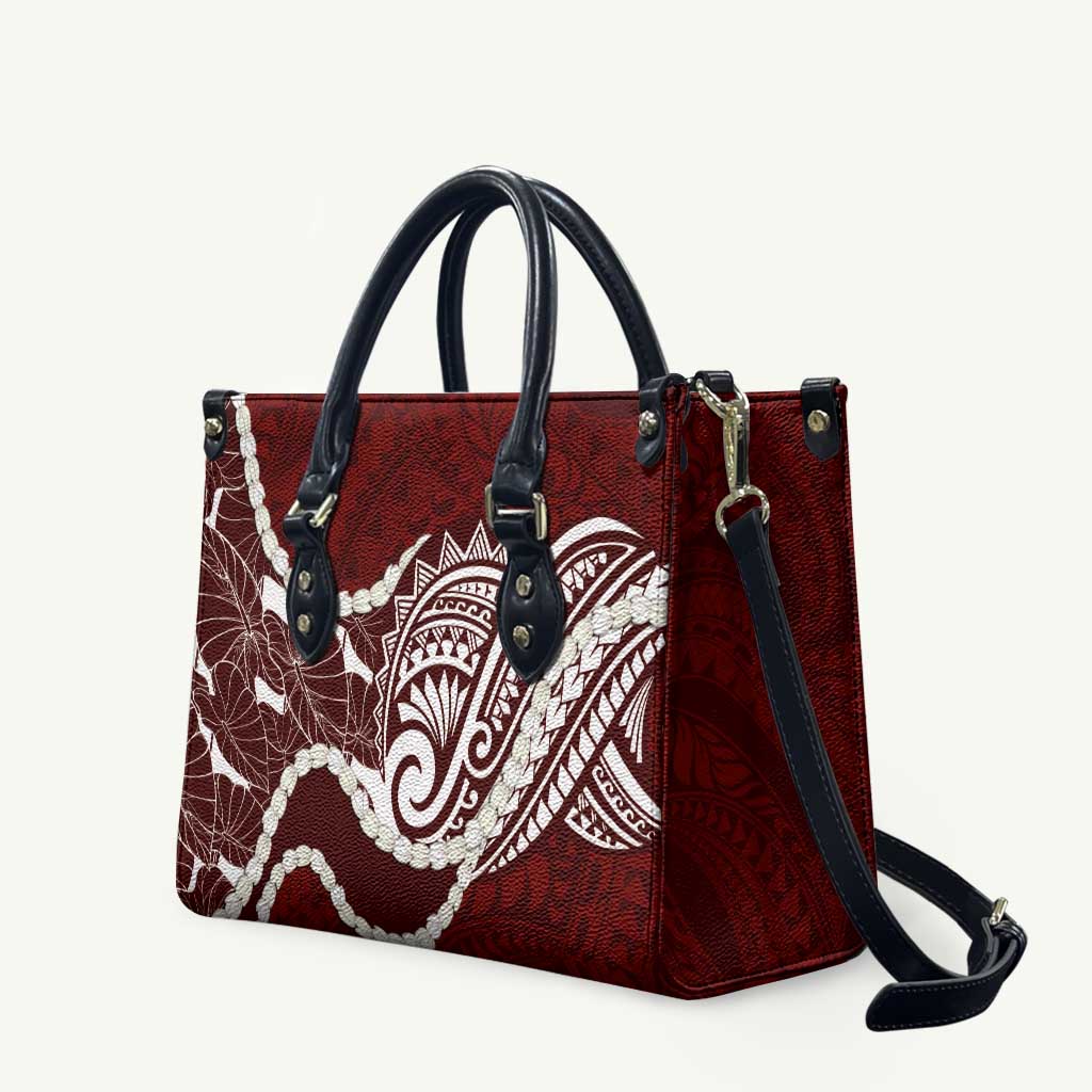 Aloha Hawaii Kalo Pikake Lei Leather Bag Chest Tattoo Oxblood Hawaiian Pattern LT14 Oxblood - Polynesian Pride