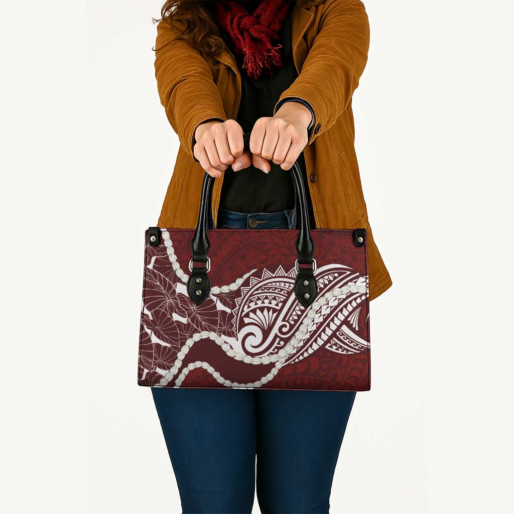 Aloha Hawaii Kalo Pikake Lei Leather Bag Chest Tattoo Oxblood Hawaiian Pattern LT14 - Polynesian Pride