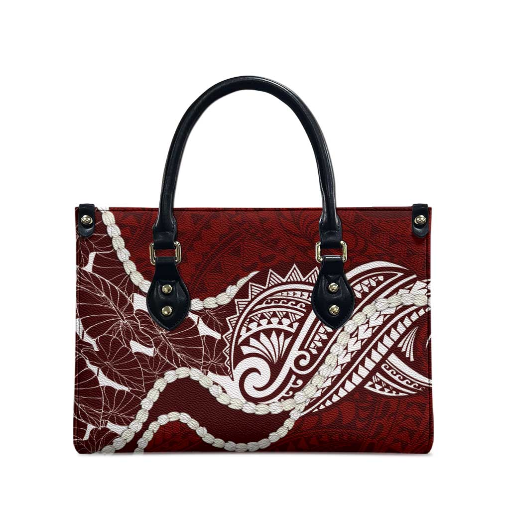 Aloha Hawaii Kalo Pikake Lei Leather Bag Chest Tattoo Oxblood Hawaiian Pattern LT14 - Polynesian Pride