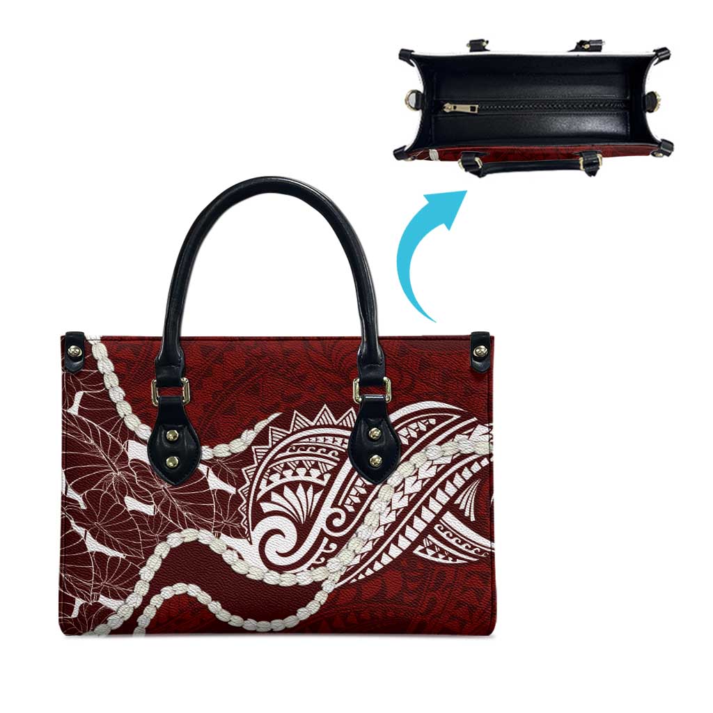 Aloha Hawaii Kalo Pikake Lei Leather Bag Chest Tattoo Oxblood Hawaiian Pattern LT14 - Polynesian Pride