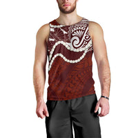 Aloha Hawaii Kalo Pikake Lei Men Tank Top Chest Tattoo Oxblood Hawaiian Pattern LT14 - Polynesian Pride