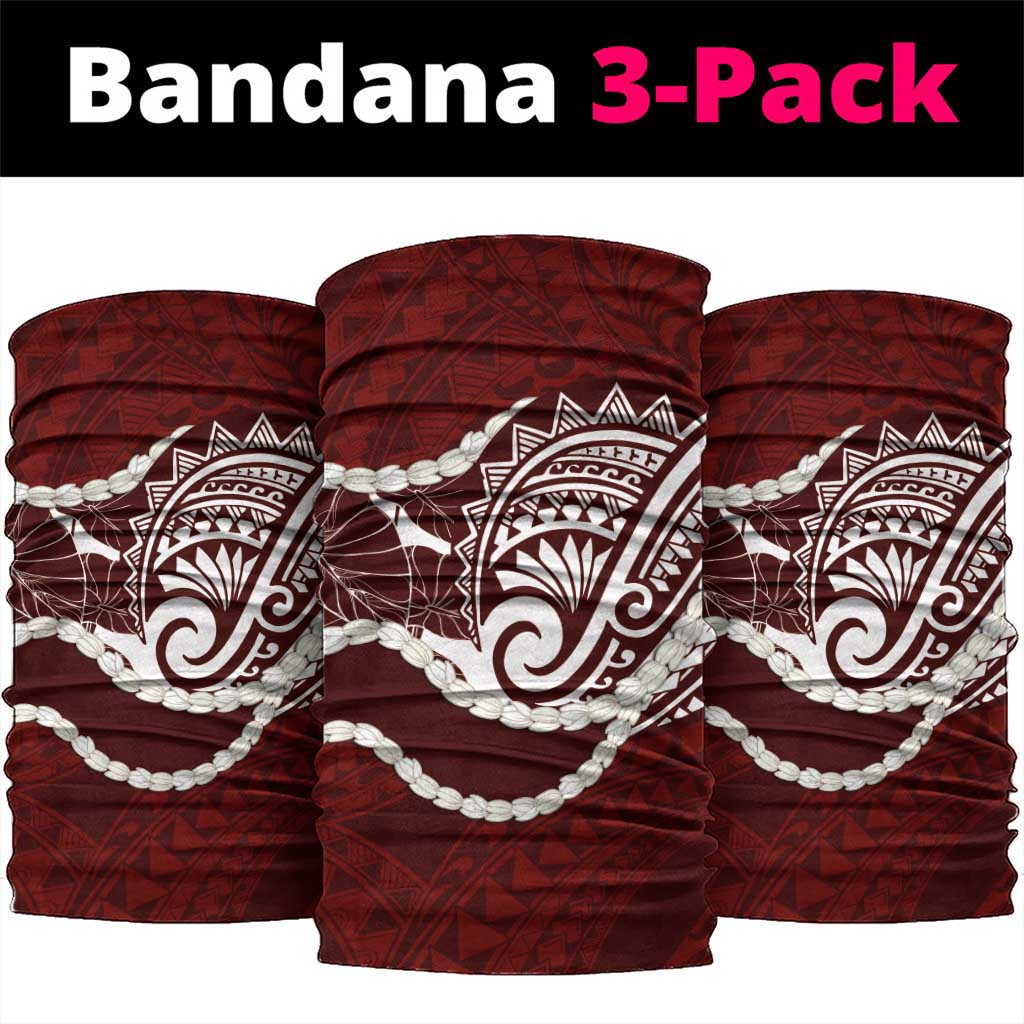 Aloha Hawaii Kalo Pikake Lei Neck Gaiter Chest Tattoo Oxblood Hawaiian Pattern LT14 package One Size: 25*50cm Oxblood - Polynesian Pride