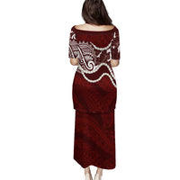 Aloha Hawaii Kalo Pikake Lei Puletasi Chest Tattoo Oxblood Hawaiian Pattern