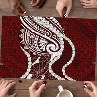 Aloha Hawaii Kalo Pikake Lei Puzzle Chest Tattoo Oxblood Hawaiian Pattern LT14 - Polynesian Pride