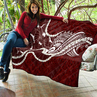 Aloha Hawaii Kalo Pikake Lei Quilt Chest Tattoo Oxblood Hawaiian Pattern LT14 - Polynesian Pride