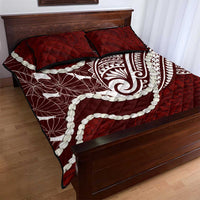 Aloha Hawaii Kalo Pikake Lei Quilt Bed Set Chest Tattoo Oxblood Hawaiian Pattern LT14 - Polynesian Pride