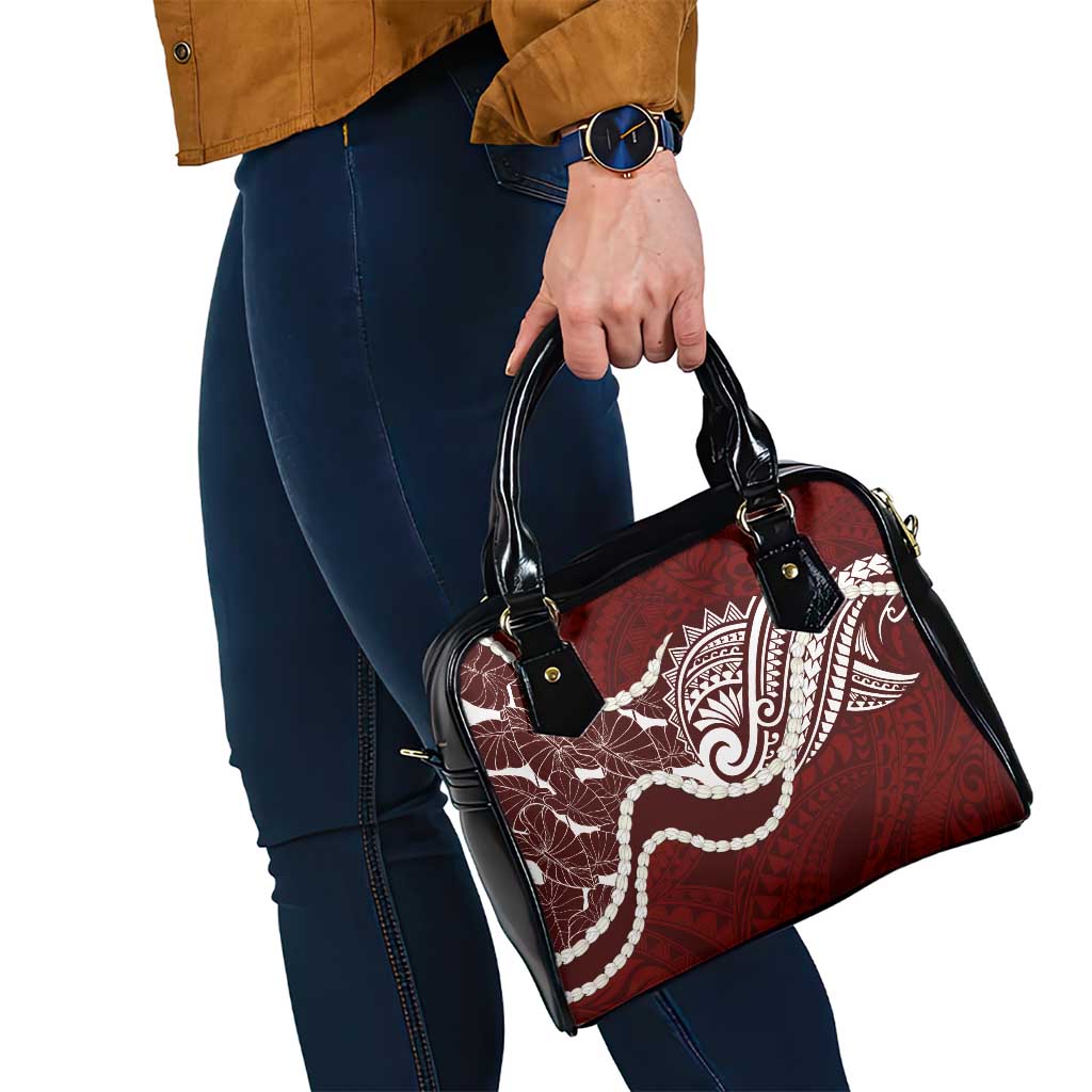 Aloha Hawaii Kalo Pikake Lei Shoulder Handbag Chest Tattoo Oxblood Hawaiian Pattern LT14 - Polynesian Pride