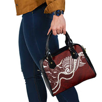 Aloha Hawaii Kalo Pikake Lei Shoulder Handbag Chest Tattoo Oxblood Hawaiian Pattern LT14 - Polynesian Pride