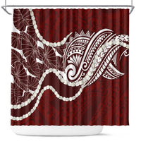 Aloha Hawaii Kalo Pikake Lei Shower Curtain Chest Tattoo Oxblood Hawaiian Pattern LT14 Oxblood - Polynesian Pride