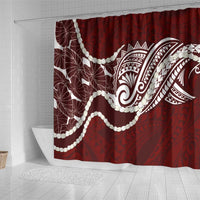 Aloha Hawaii Kalo Pikake Lei Shower Curtain Chest Tattoo Oxblood Hawaiian Pattern LT14 - Polynesian Pride