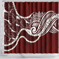 Aloha Hawaii Kalo Pikake Lei Shower Curtain Chest Tattoo Oxblood Hawaiian Pattern LT14 - Polynesian Pride
