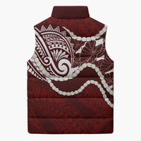 Aloha Hawaii Kalo Pikake Lei Sleeveless Puffer Jacket Chest Tattoo Oxblood Hawaiian Pattern LT14 - Polynesian Pride