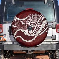 Aloha Hawaii Kalo Pikake Lei Spare Tire Cover Chest Tattoo Oxblood Hawaiian Pattern