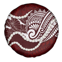 Aloha Hawaii Kalo Pikake Lei Spare Tire Cover Chest Tattoo Oxblood Hawaiian Pattern