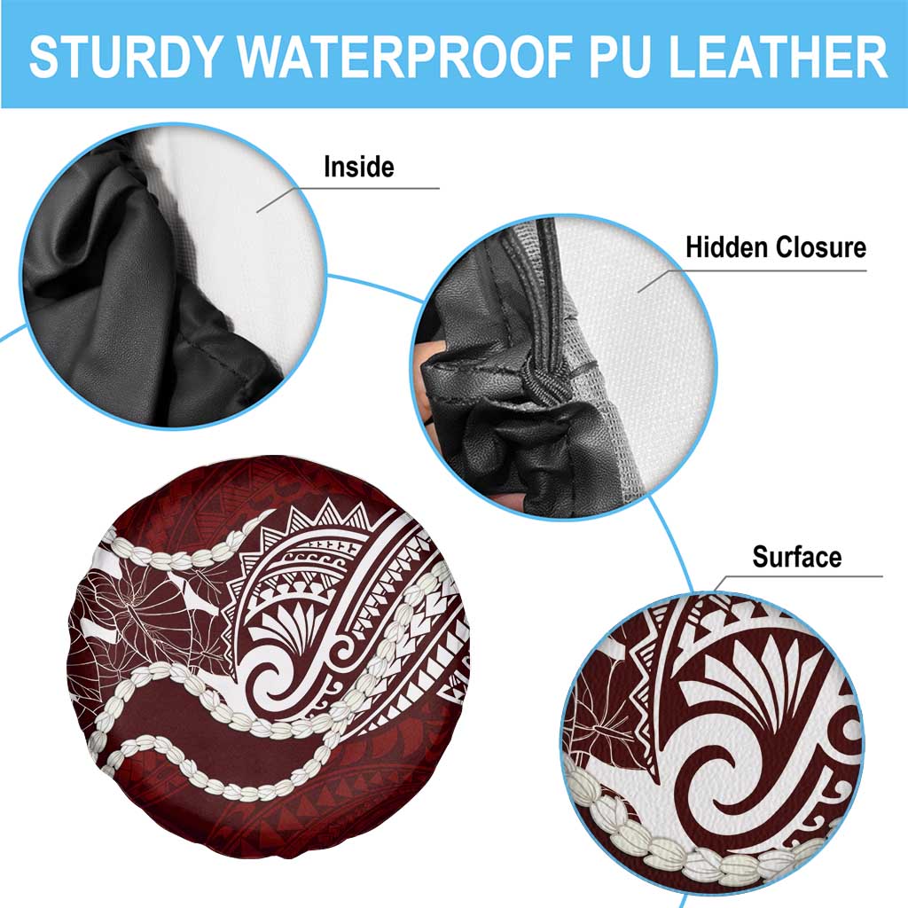 Aloha Hawaii Kalo Pikake Lei Spare Tire Cover Chest Tattoo Oxblood Hawaiian Pattern