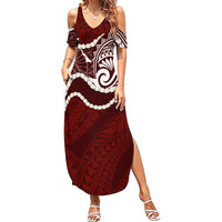 Aloha Hawaii Kalo Pikake Lei Summer Maxi Dress Chest Tattoo Oxblood Hawaiian Pattern