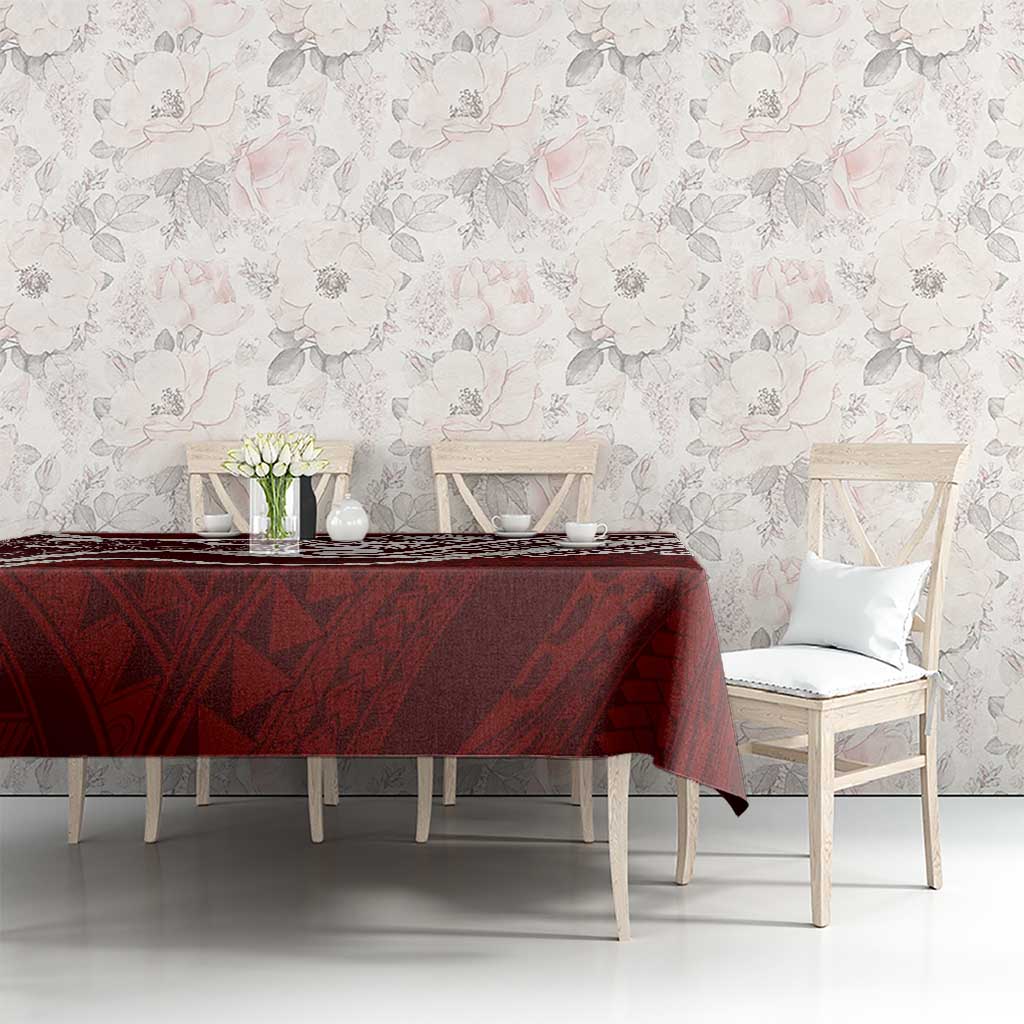 Aloha Hawaii Kalo Pikake Lei Tablecloth Chest Tattoo Oxblood Hawaiian Pattern LT14 - Polynesian Pride