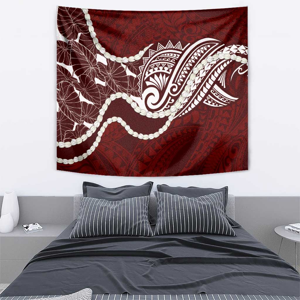 Aloha Hawaii Kalo Pikake Lei Tapestry Chest Tattoo Oxblood Hawaiian Pattern LT14 - Polynesian Pride