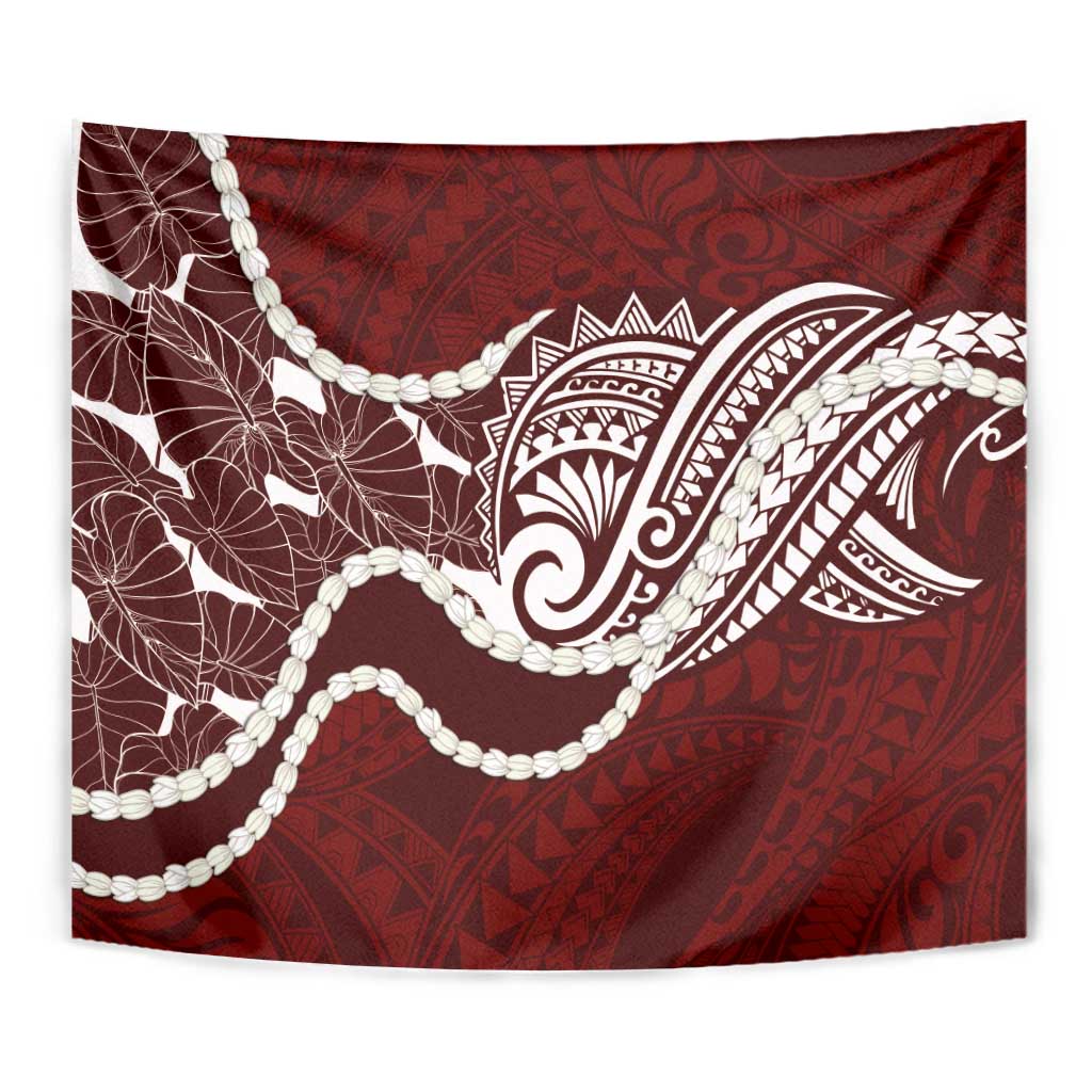 Aloha Hawaii Kalo Pikake Lei Tapestry Chest Tattoo Oxblood Hawaiian Pattern LT14 - Polynesian Pride