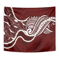 Aloha Hawaii Kalo Pikake Lei Tapestry Chest Tattoo Oxblood Hawaiian Pattern LT14 - Polynesian Pride