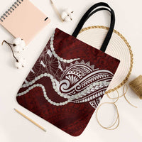 Aloha Hawaii Kalo Pikake Lei Tote Bag Chest Tattoo Oxblood Hawaiian Pattern LT14 Black Strap One Size Oxblood - Polynesian Pride