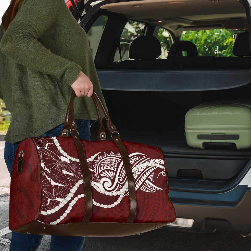 Aloha Hawaii Kalo Pikake Lei Travel Bag Chest Tattoo Oxblood Hawaiian Pattern LT14 - Polynesian Pride