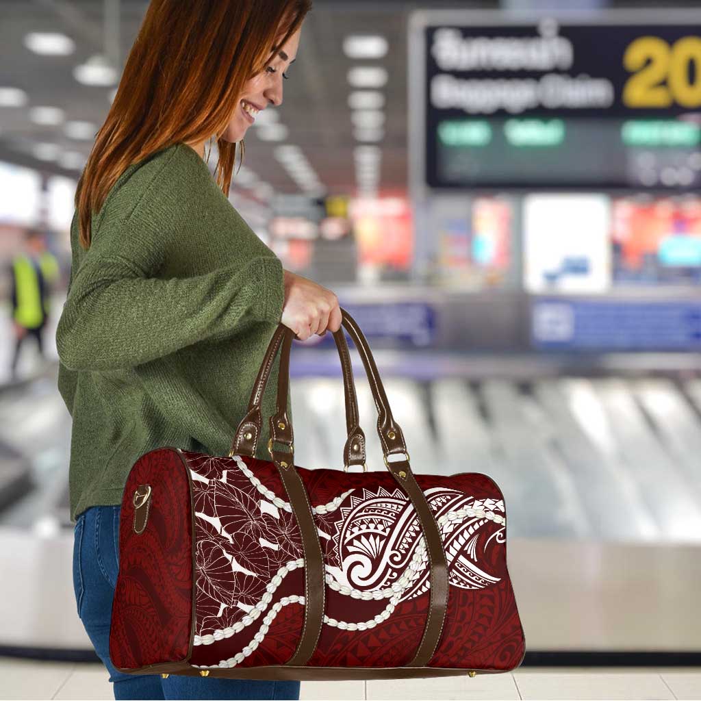 Aloha Hawaii Kalo Pikake Lei Travel Bag Chest Tattoo Oxblood Hawaiian Pattern LT14 - Polynesian Pride