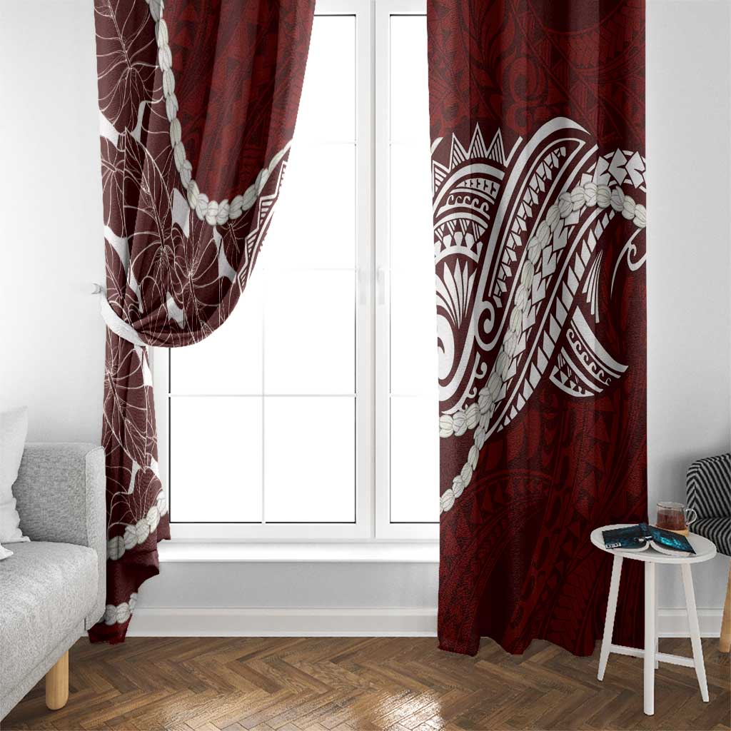 Aloha Hawaii Kalo Pikake Lei Window Curtain Chest Tattoo Oxblood Hawaiian Pattern LT14 - Polynesian Pride