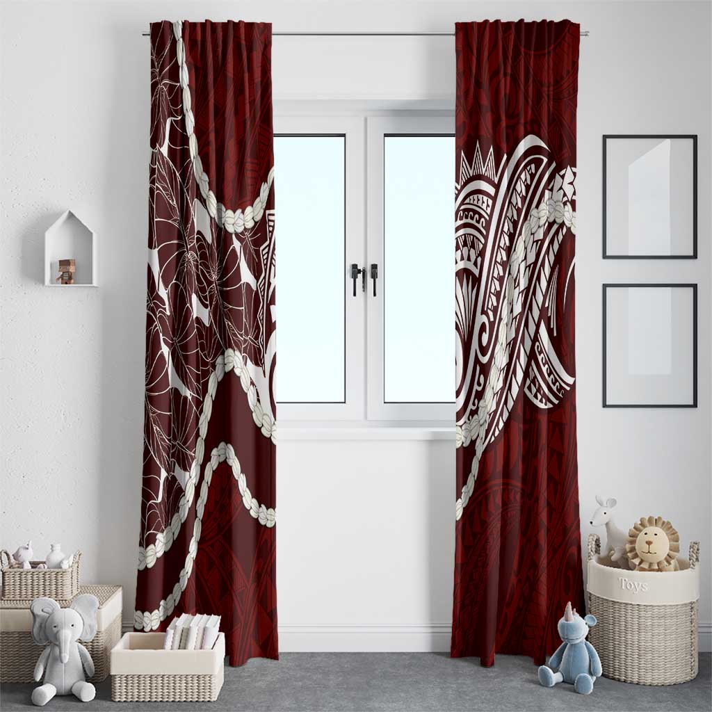 Aloha Hawaii Kalo Pikake Lei Window Curtain Chest Tattoo Oxblood Hawaiian Pattern LT14 - Polynesian Pride